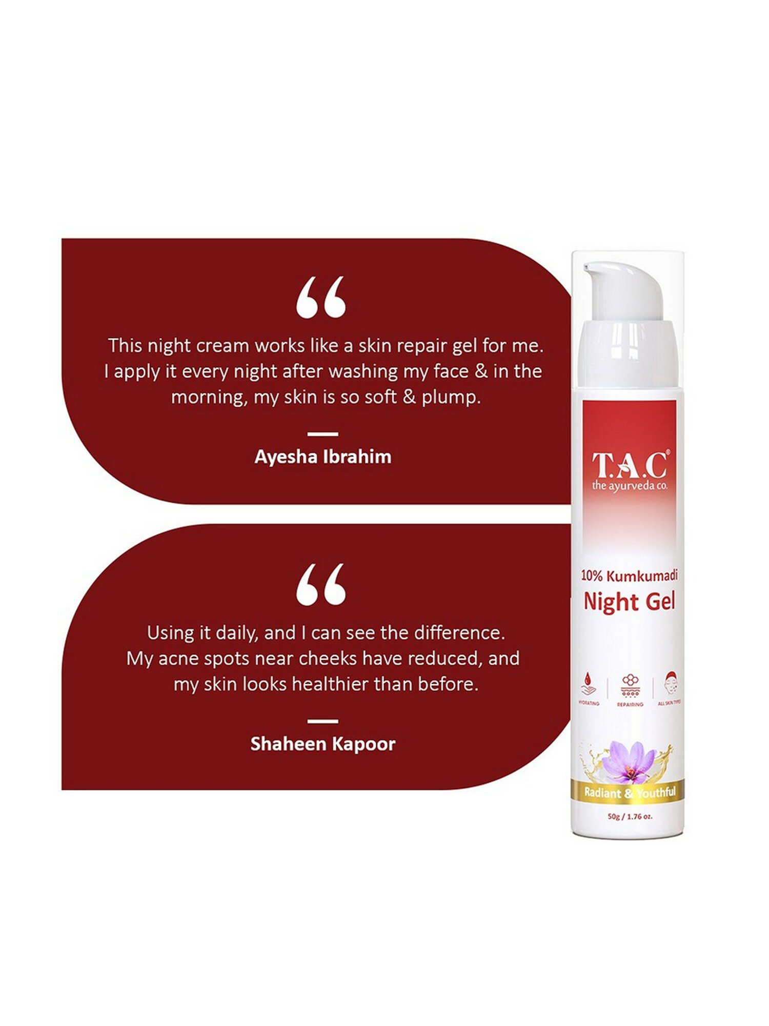 TAC - The Ayurveda Co. Kumkumadi Night Gel - 50 gm