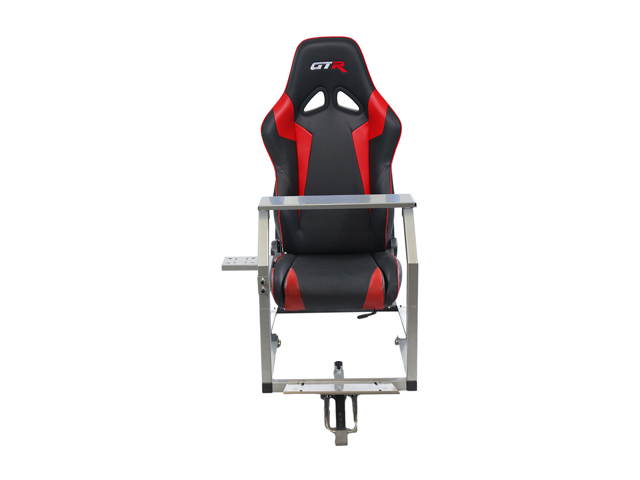 GTR Racing Simulator GTA-S-S105LBKRD GTA Model Silver Frame with Black/Red Real Racing Seat, Driving Simulator Cockpit Gaming Chair with Gear Shifter Mount