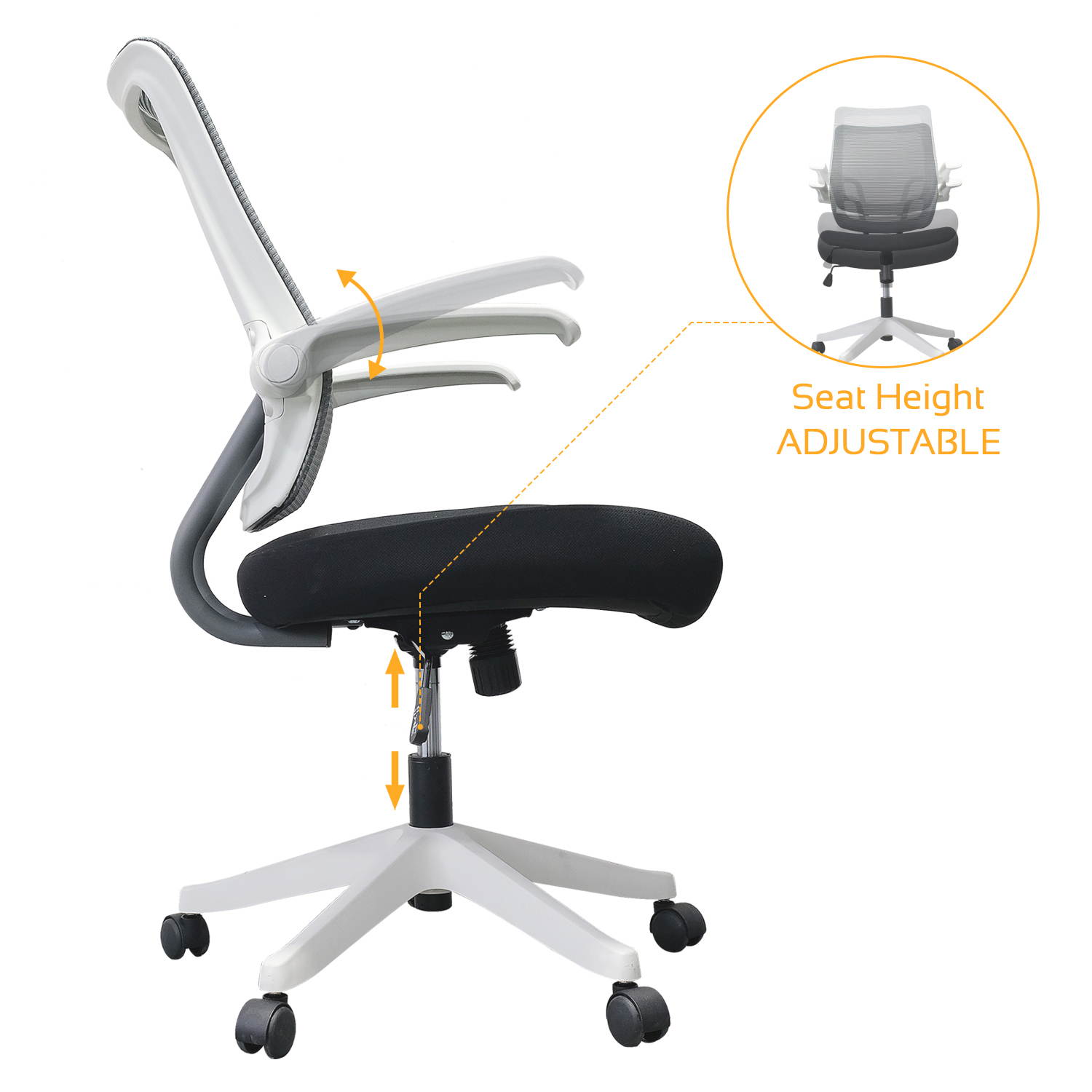 Ergonomic office chair mesh computer chair with seat height adjustment