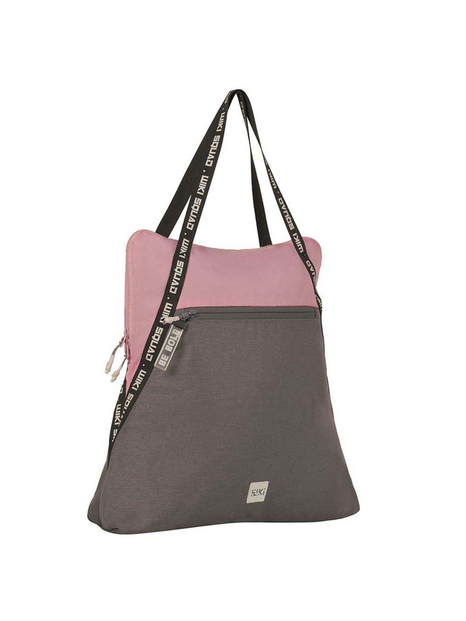 Wiki Bestie Grey & Purple Color Block Medium Tote Handbag