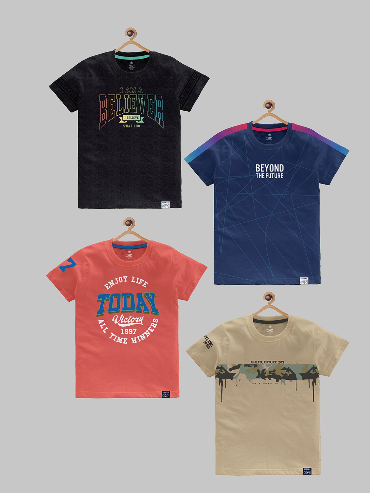 Codez Kids Multicolor Printed T-Shirt (Pack Of 4)