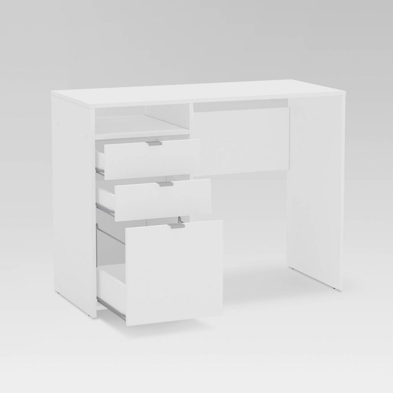 Bristol 3 Drawer Writing Desk with Shelf White - Chique