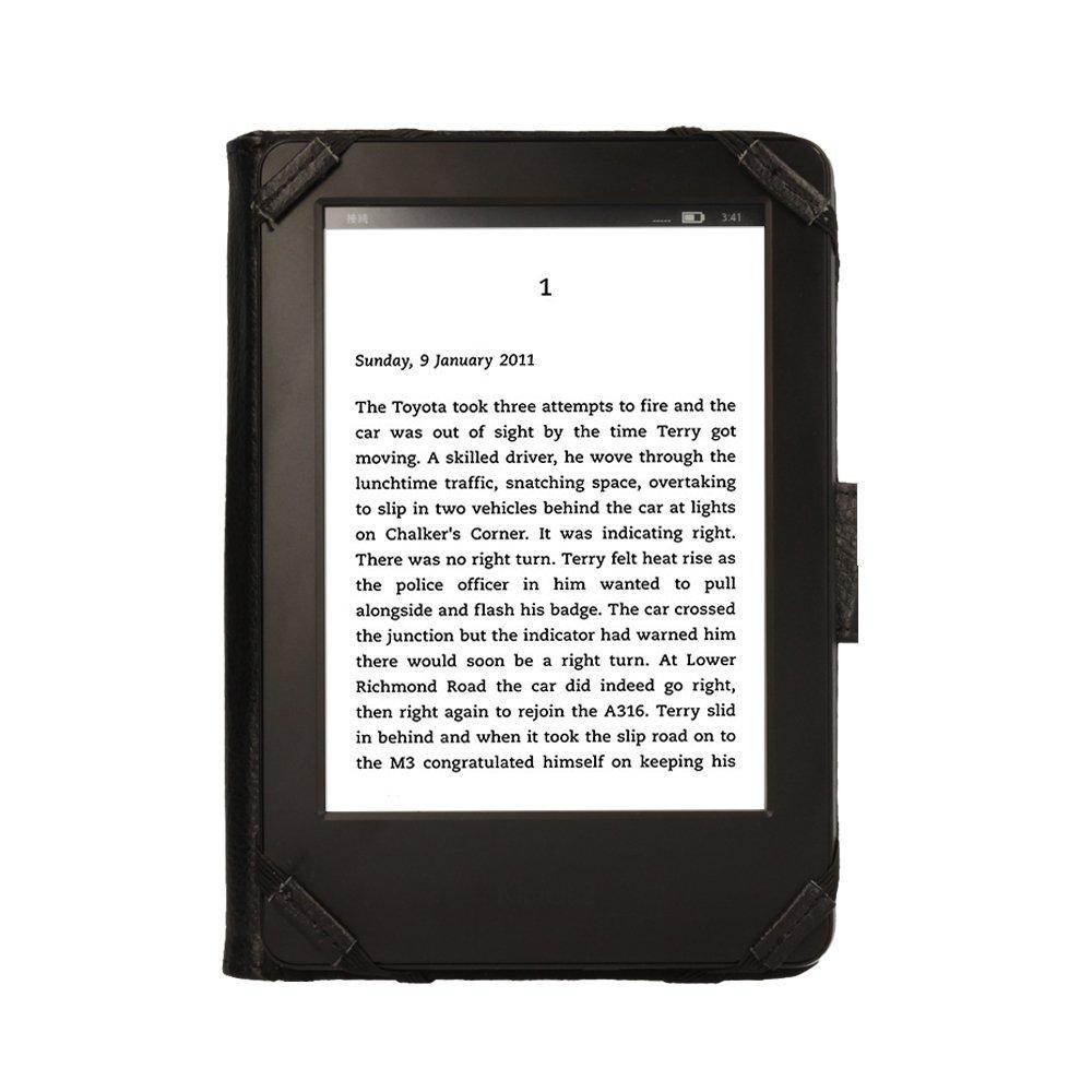 TECHGEAR&reg; Black Kindle PU Leather Folio Case Cover With Magnetic Clasp made for Amazon Kindle eReader & Kindle Paperwhite with 6 inch Screen [Book Style]