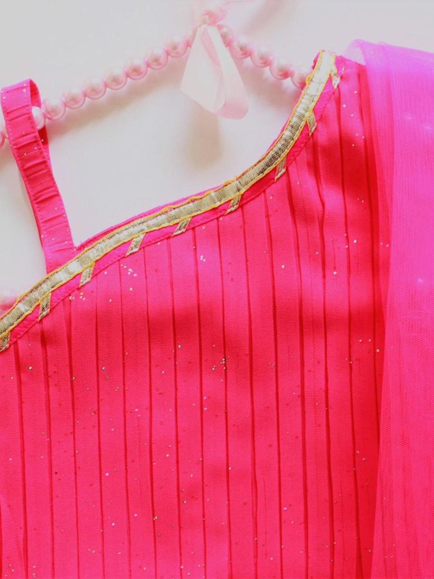 Many Frocks Kids Pink & Black Printed Top & Palazzo