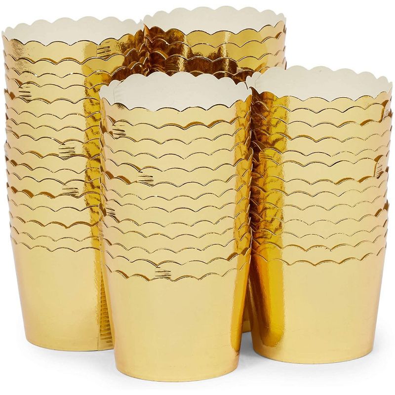 Sparkle and Bash 60 Pack Gold Foil Cupcake Liners, Muffin Wrappers Baking Cups (1.96 x 1.8 In)