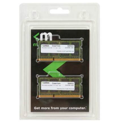 Mushkin Enhanced 4GB (2 x 2GB) Essentials DDR3 PC3-8500 1066MHz 204-Pin Laptop Memory Model 996643