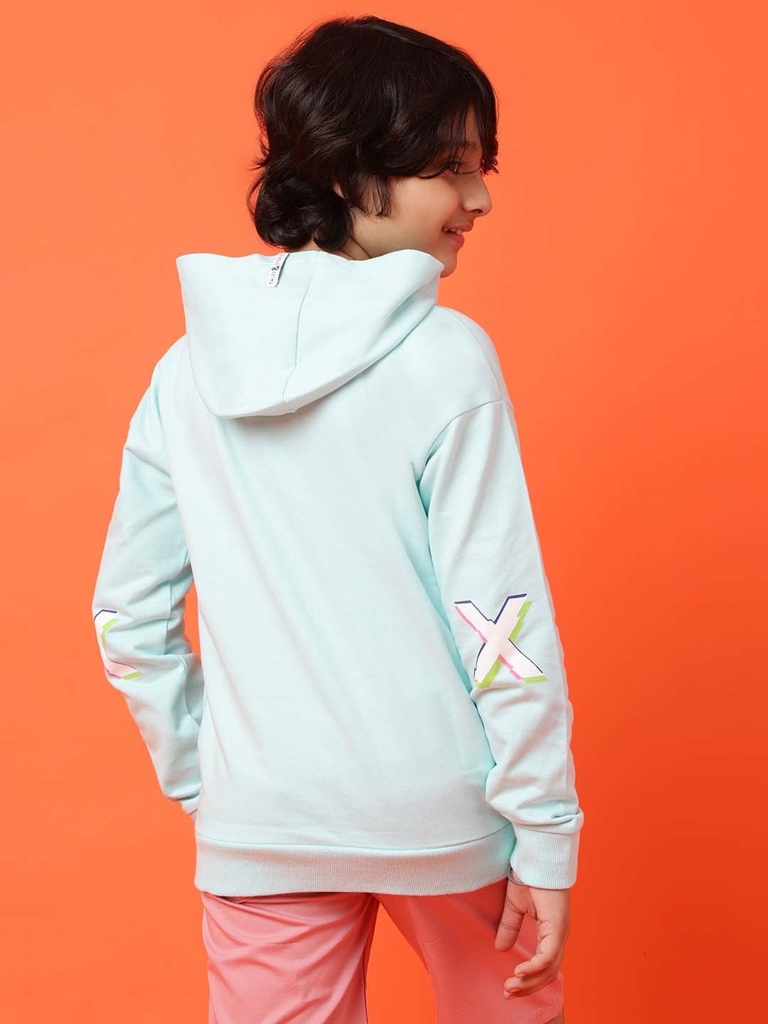 Tales & Stories Kids Aqua Blue Printed Full Sleeves Sweatshirt