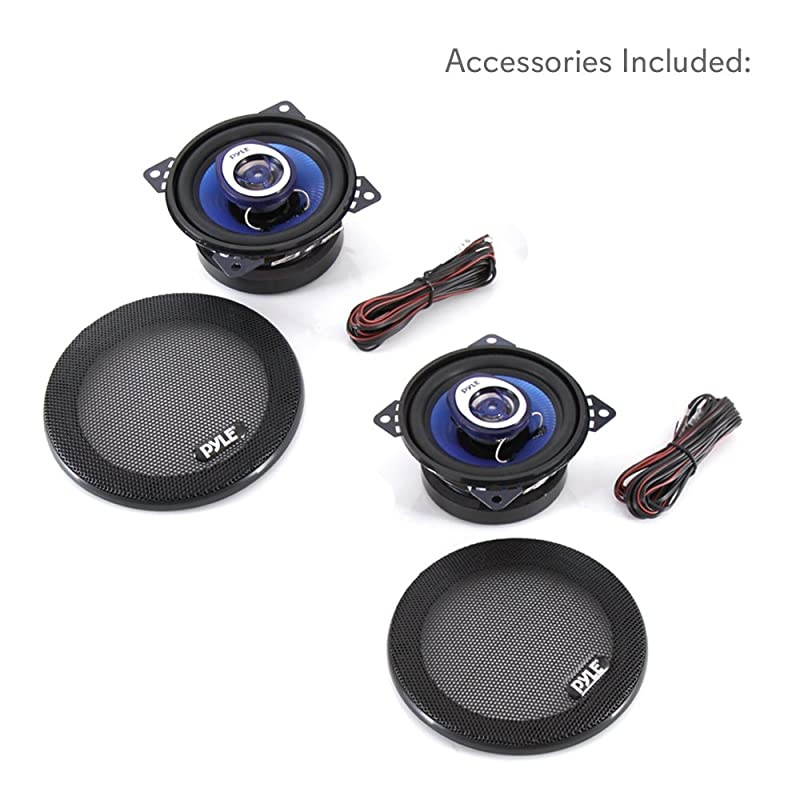 4quot Car Sound Speaker Pair Upgraded Blue Poly Injection Cone 2Way 180 Watt Peak w Nonfatiguing Butyl Rubber Surround 110 20Khz Frequency Response 4 Ohm amp 34quot ASV Voice Coil  PL42BL