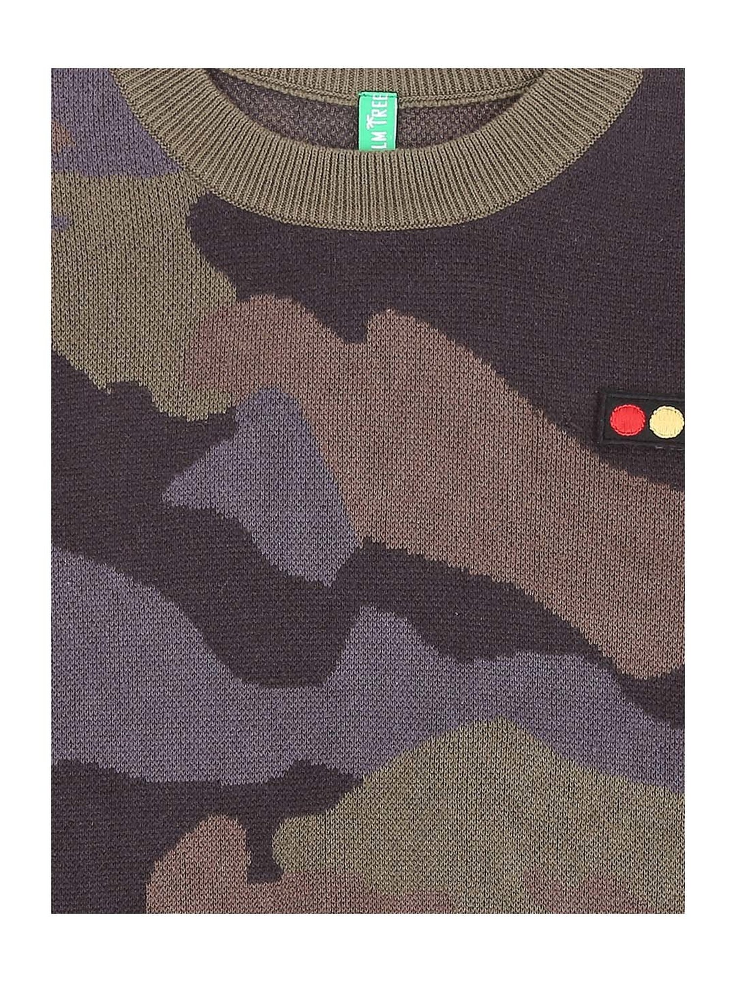 Palm Tree by Gini & Jony Kids Olive Cotton Camouflage Sweater