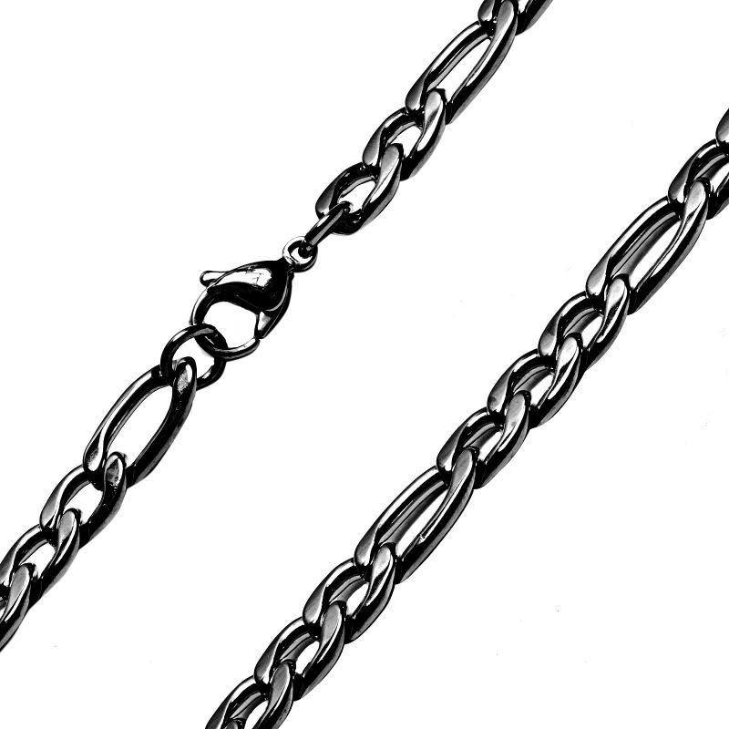 Crucible Men's Black Plated Stainless Steel Figaro Chain Necklace