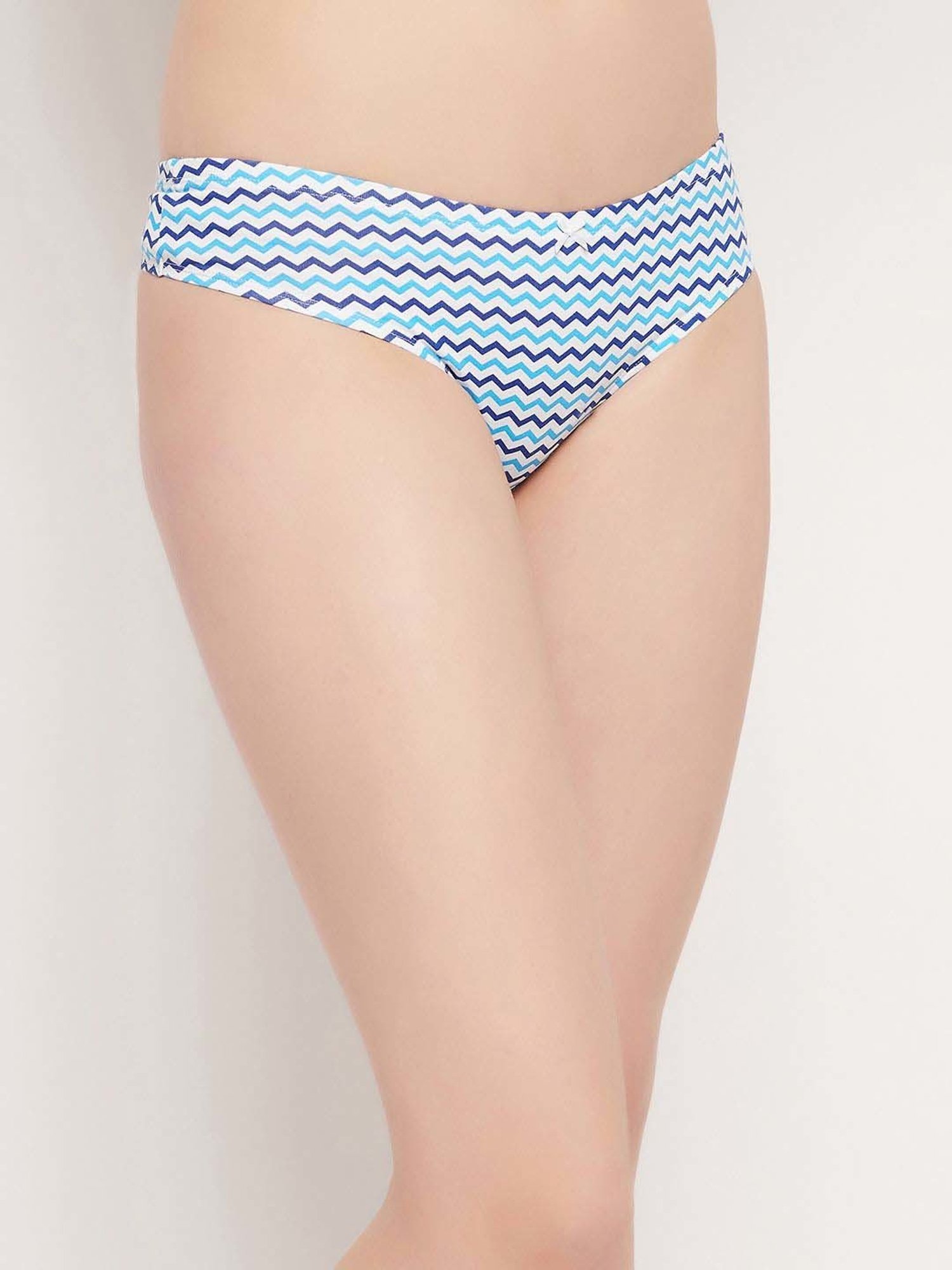 Clovia Blue Cotton Printed Hipster Panty - Pack Of 3