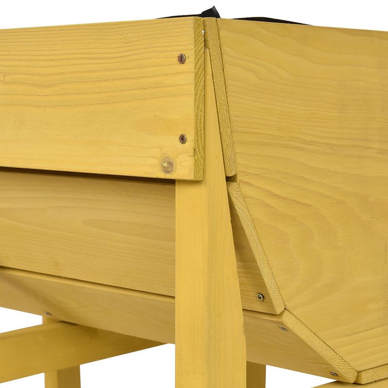 Costway Raised Wooden V Planter Elevated Vegetable Flower Bed Free Standing Planting with liner