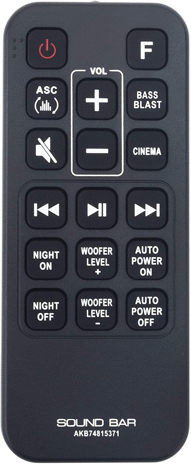 AKB74815371 Replaced Remote fit for LG Sound Bar SJ4 SK4D SJ4Y SJ3 SPJ4B-W SL3D SPH4B-W SLM3D