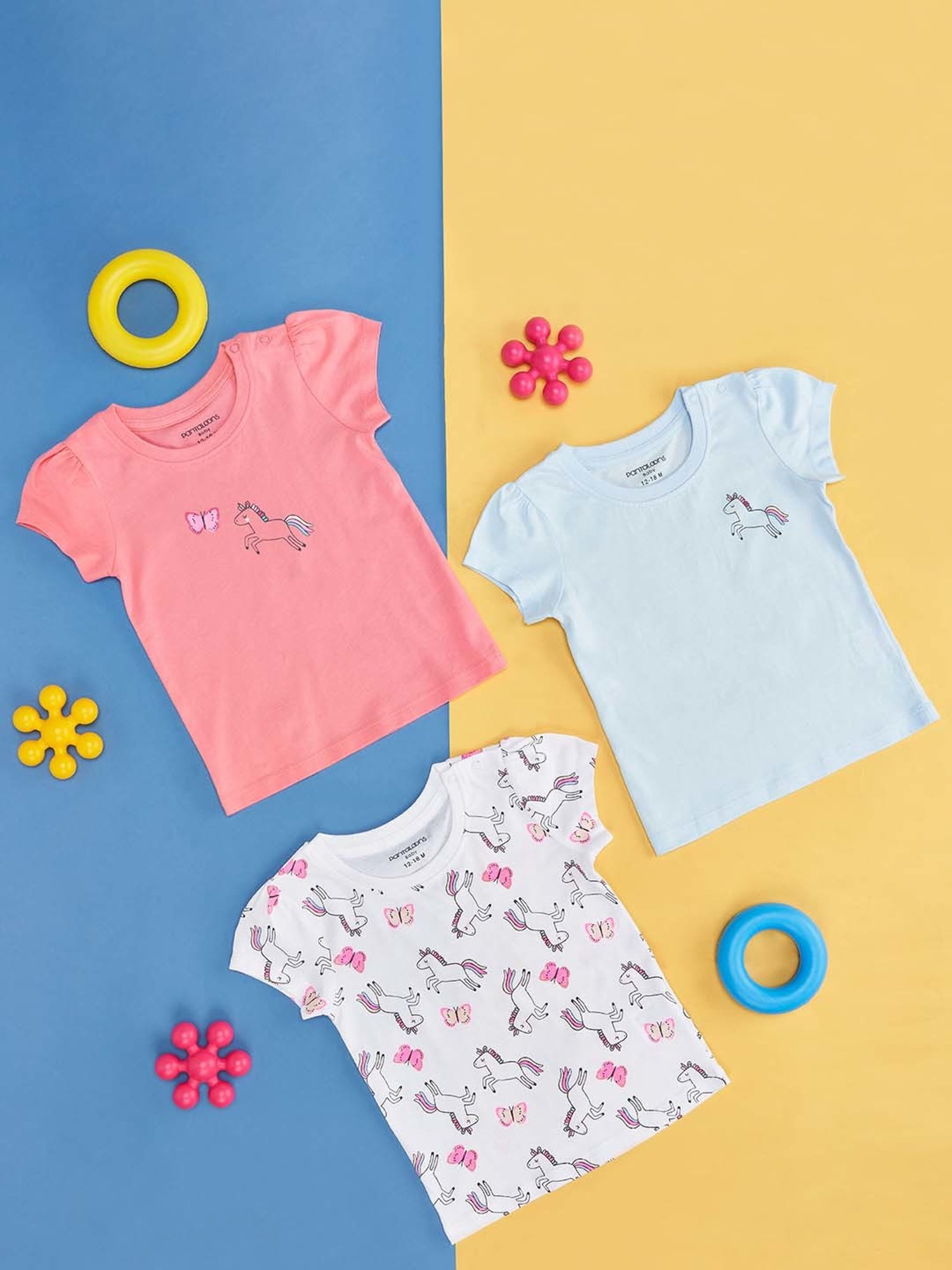 Pantaloons Baby Multicolor Cotton Printed T-Shirt (Pack of 3)