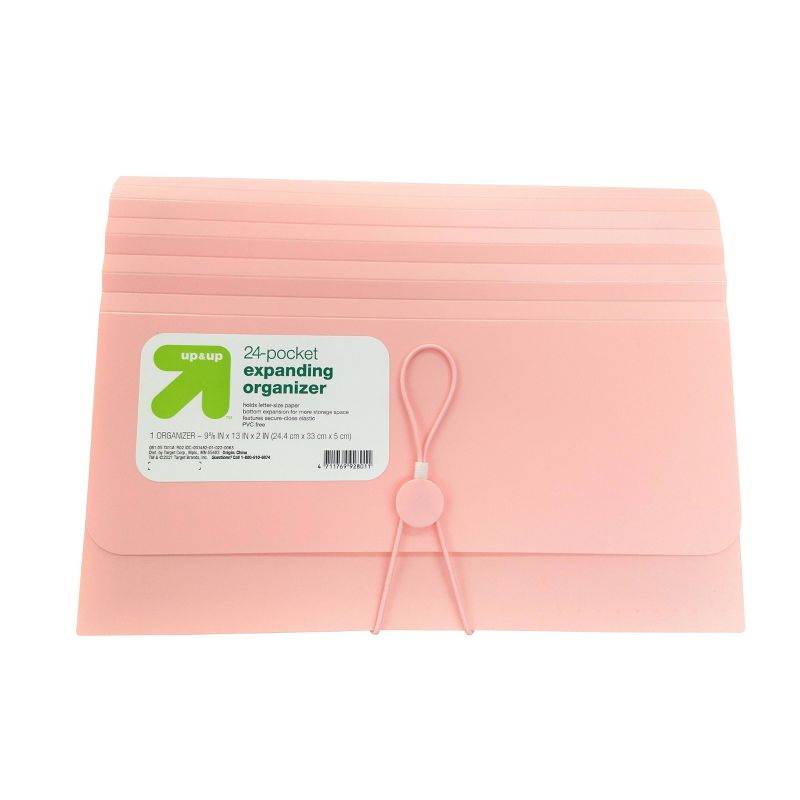 24 Pocket Expanding File Folder Organizer Letter Size Blush - up & up™