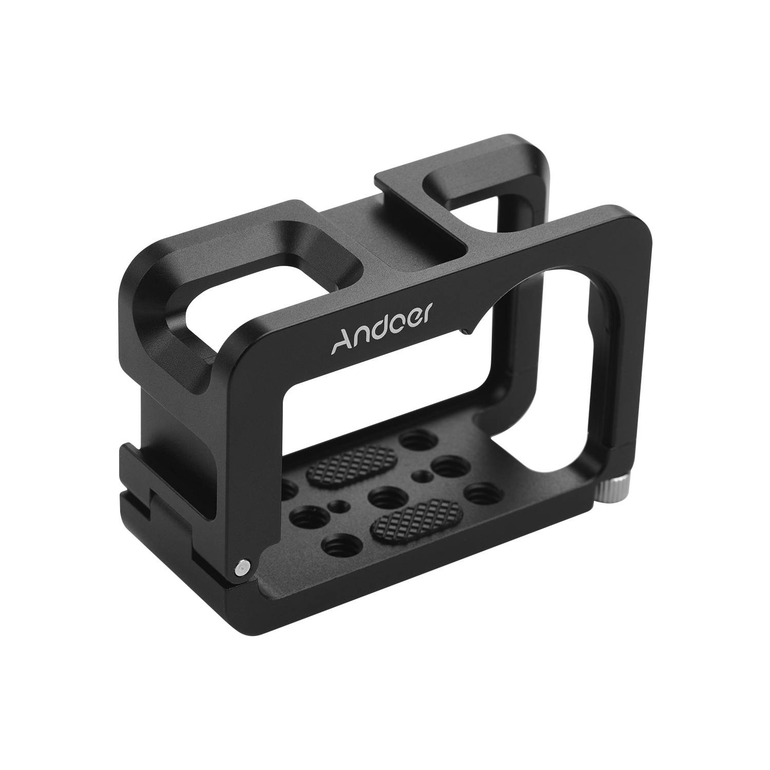 Andoer Metal Camera Cage Compatible with OSMO ACTION Vlogging Shooting Case with Cold Shoe Mount 1/4 Screw Interfaces