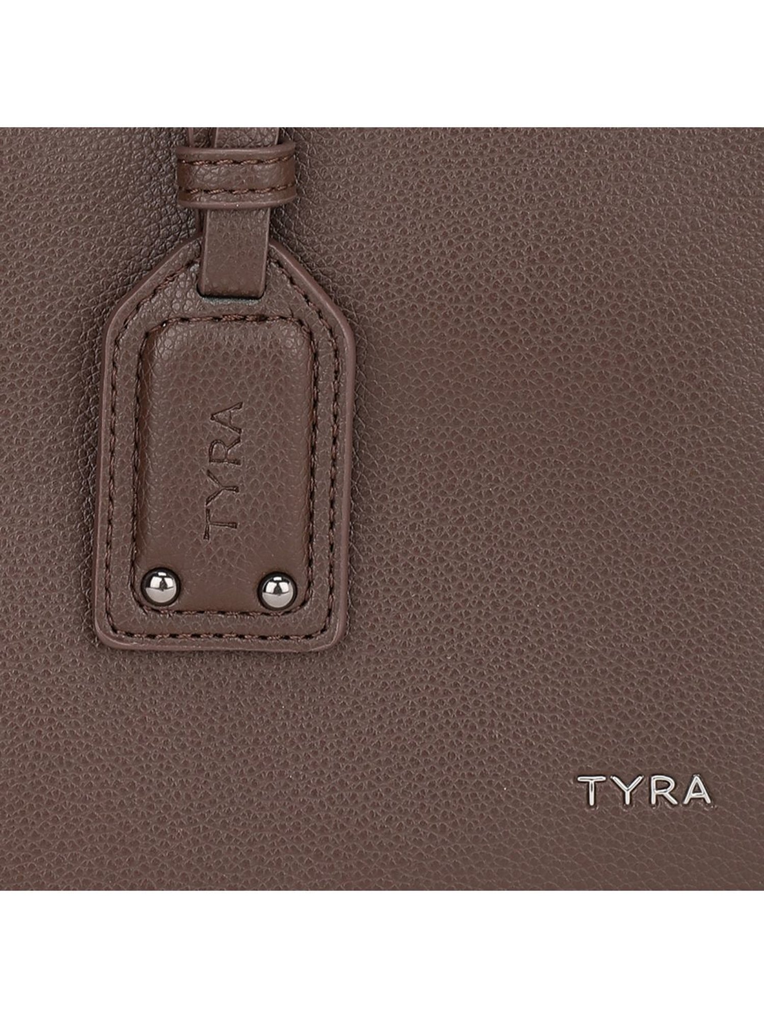 Tyra Emily Brown Solid Faux Leather Tote Handbag