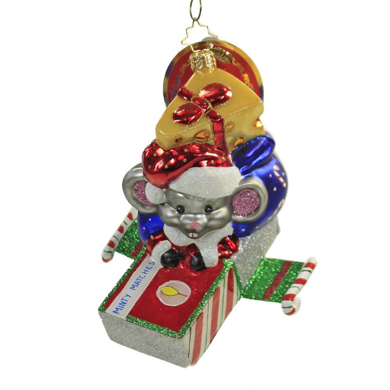 Christopher Radko 4.0" Up Up &  Away Ornament Santa Mouse Matches  -  Tree Ornaments