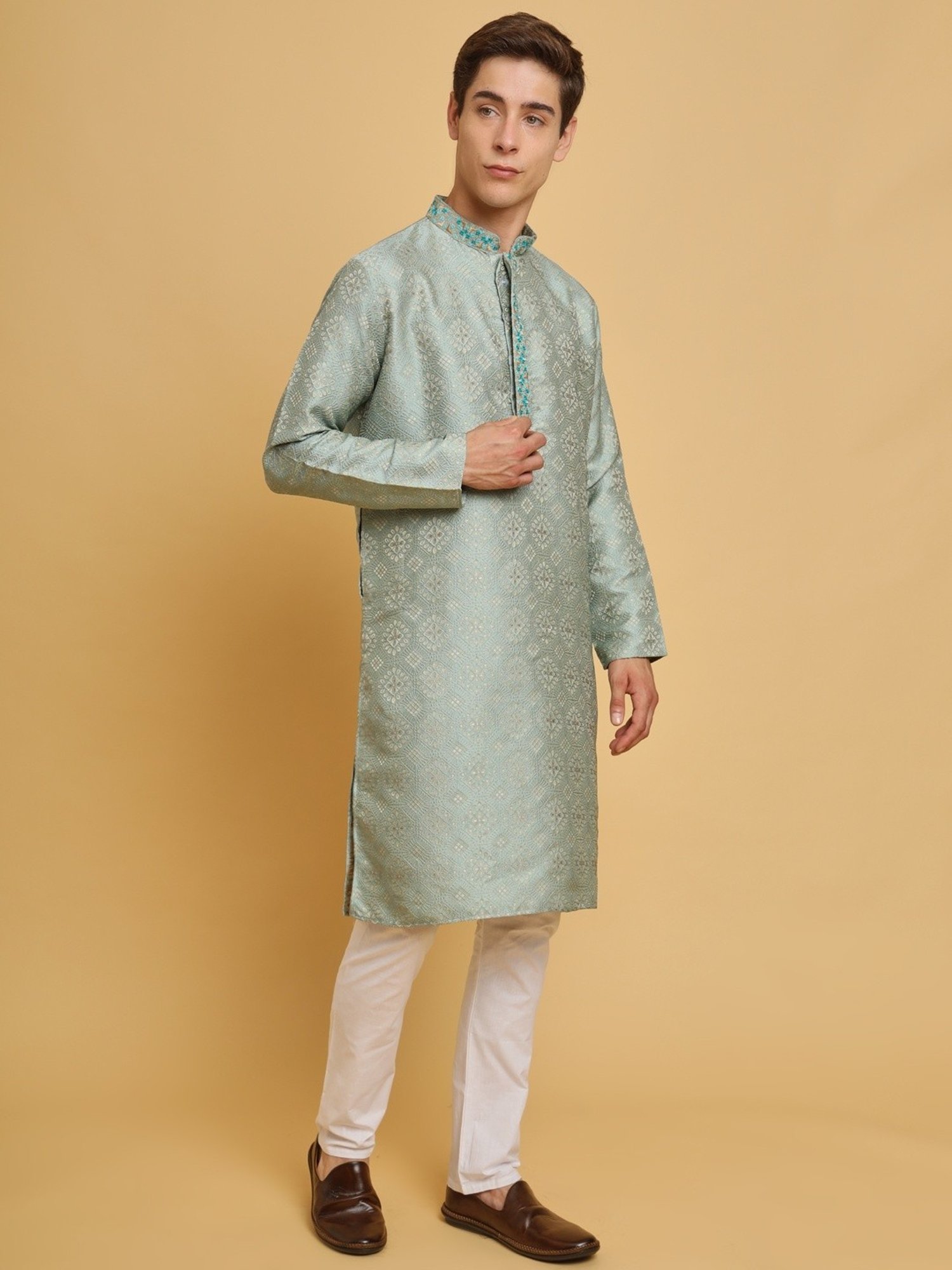 SWAGG INDIA Powder Blue Regular Fit Kurta