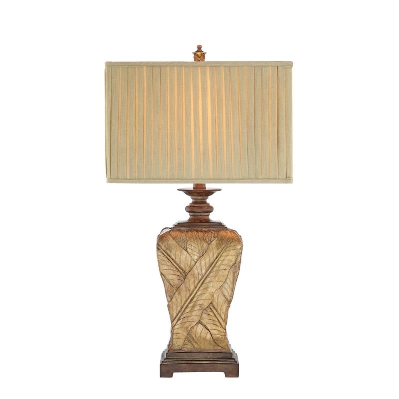 32" 3-Way Wrapped Leaf Table Lamp with Rectangular Shade (Includes LED Light Bulb) Gold - Cresswell Lighting