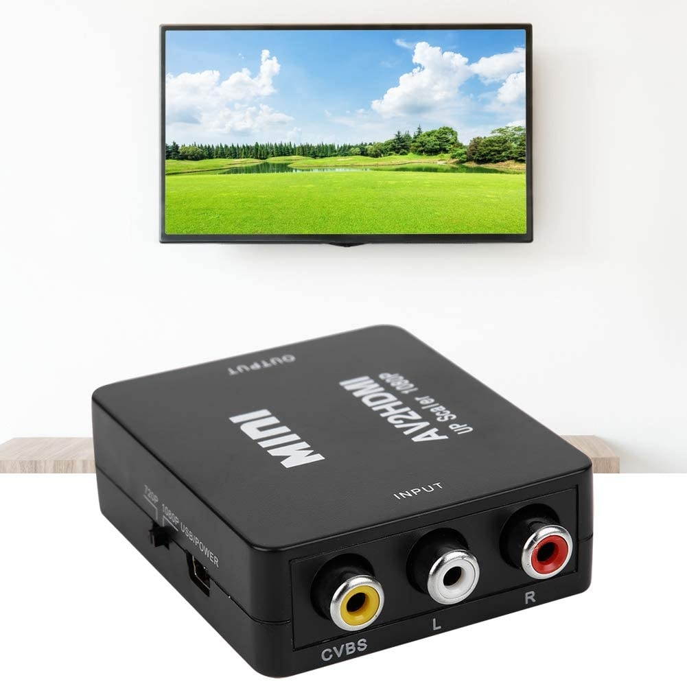 Atyhao AV to HDMI Converter - Mini AV to HDMI 1080P 60HZ Output High Definition Adapter Video Converter with USB Cable(Black)