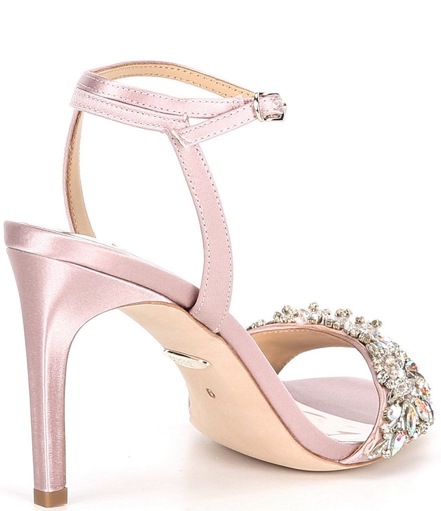 Badgley Mischka Rider Satin Crystal Embellished Dress Sandals