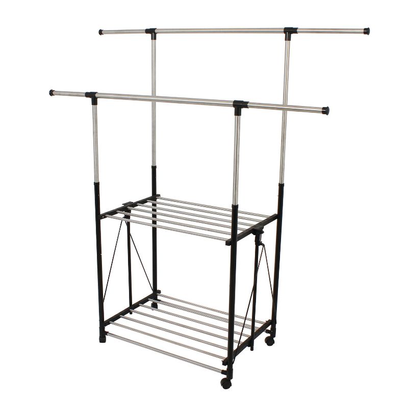 Greenway Stainless Steel Collapsible Double Bar Garment Rack