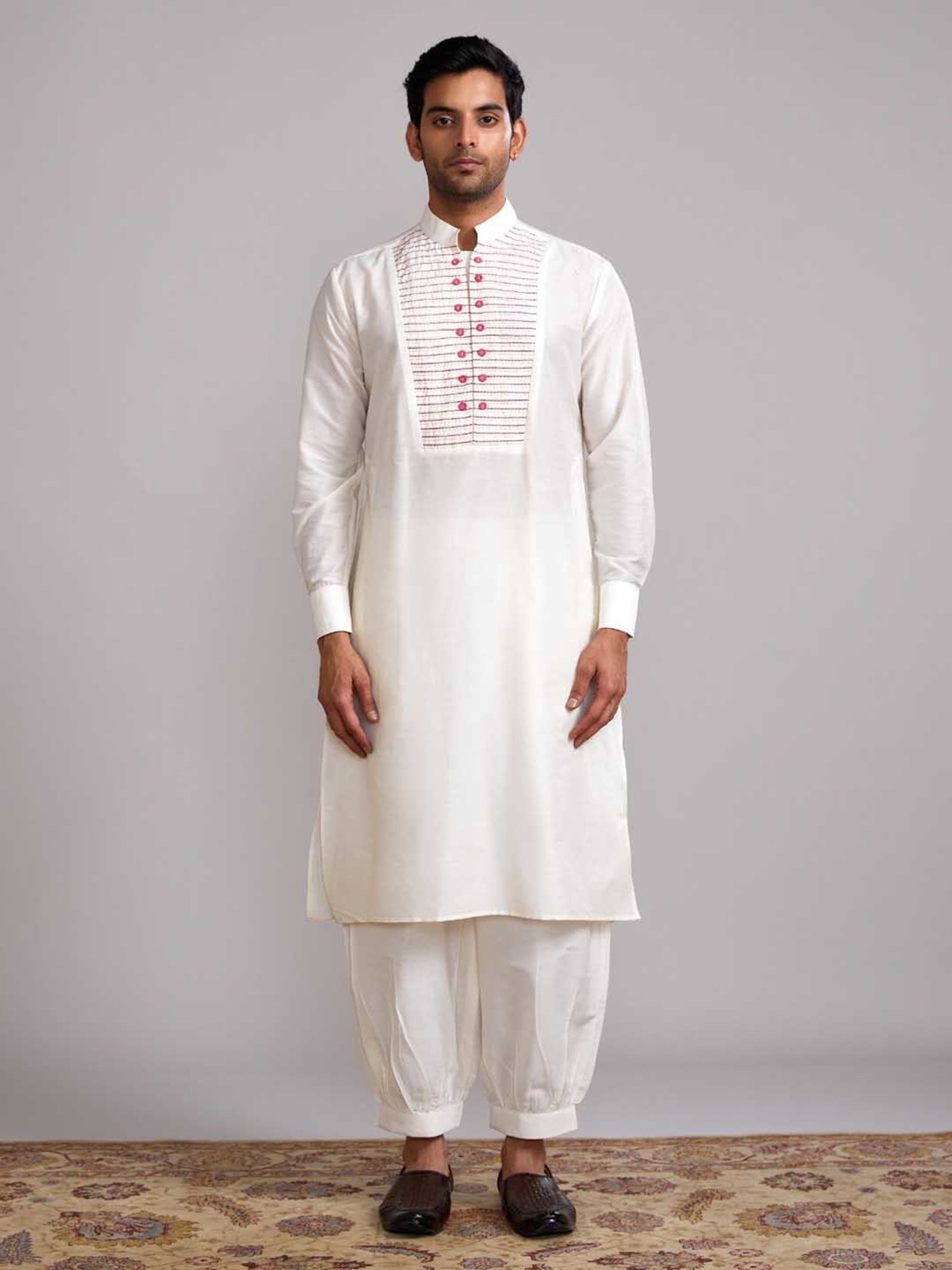 Abhishti Cream Straight Fit Kurta Pathani Pants Set