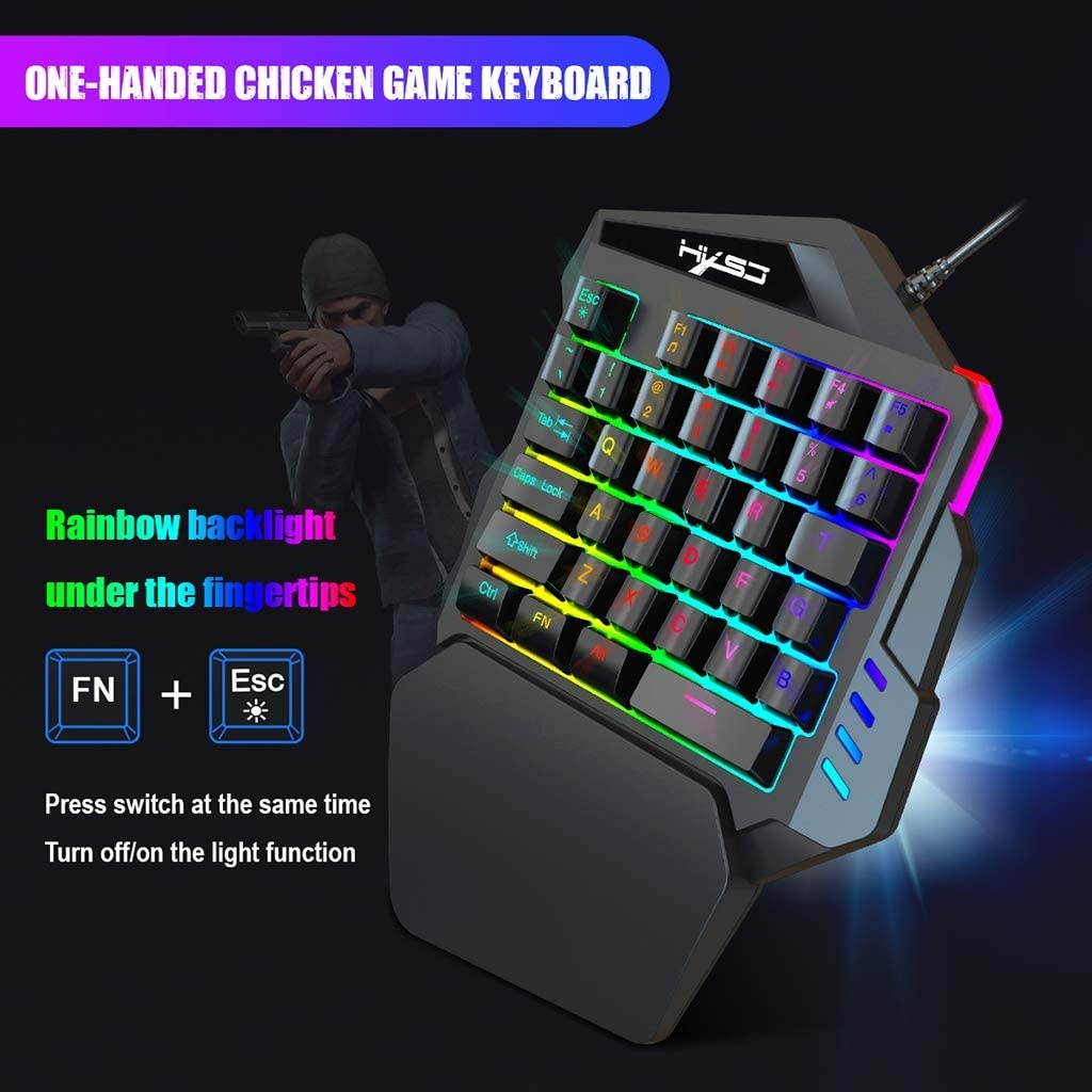 MagiDeal One-Handed RGB Gaming Keyboard, Professional Gaming Keypad, 35 Keys