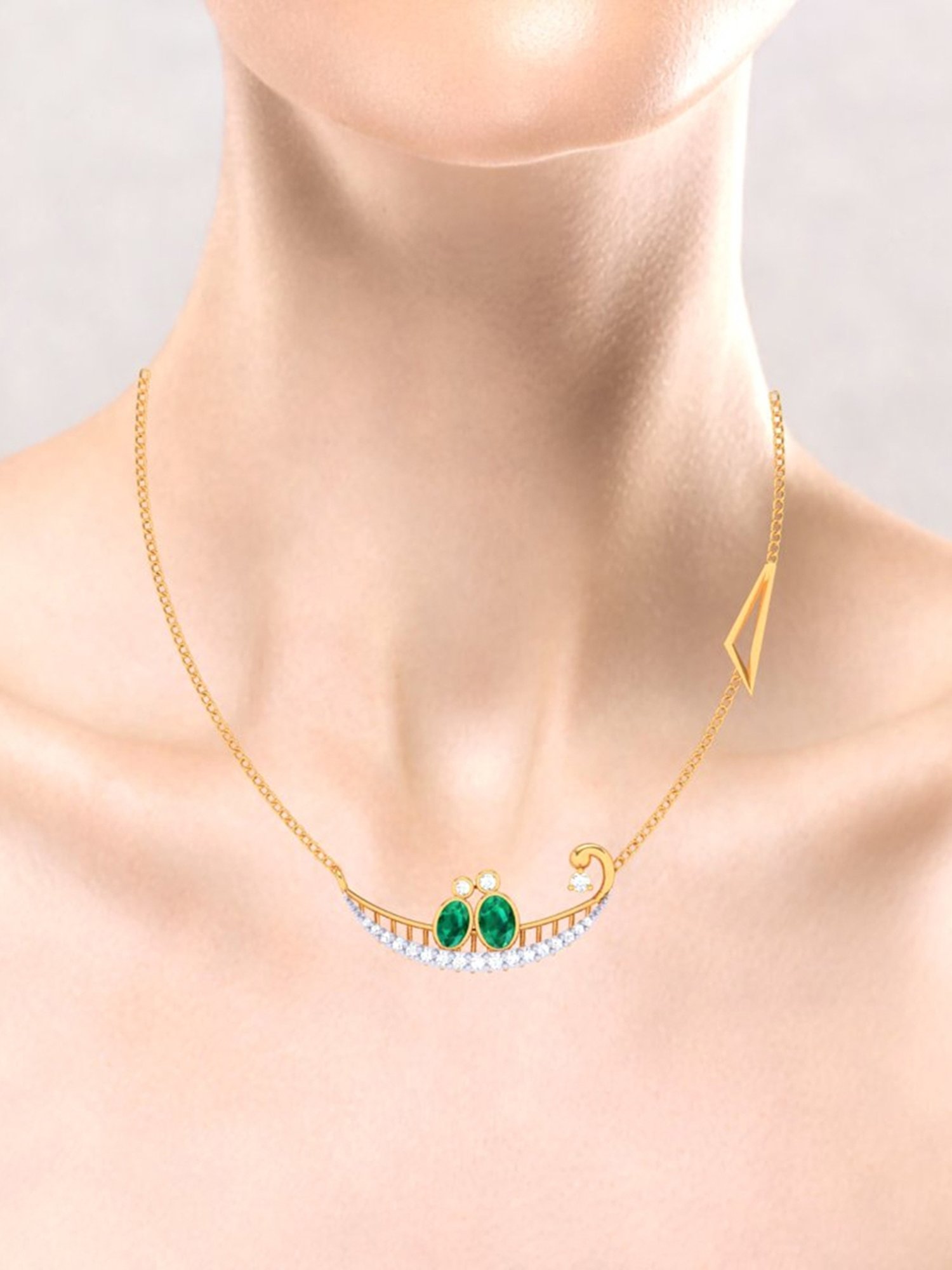 Mia by Tanishq 14 Karat Yellow Gold Two to Tango Diamond Necklace