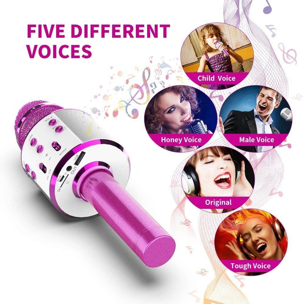 Wireless Bluetooth Karaoke Microphone,Rechargeable Kids Microphone Karaoke Machine,Professional Handheld Karaoke Mic Speaker Home KTV Kids Birthday Party - Best Gifts for Kids Adults (Purple)