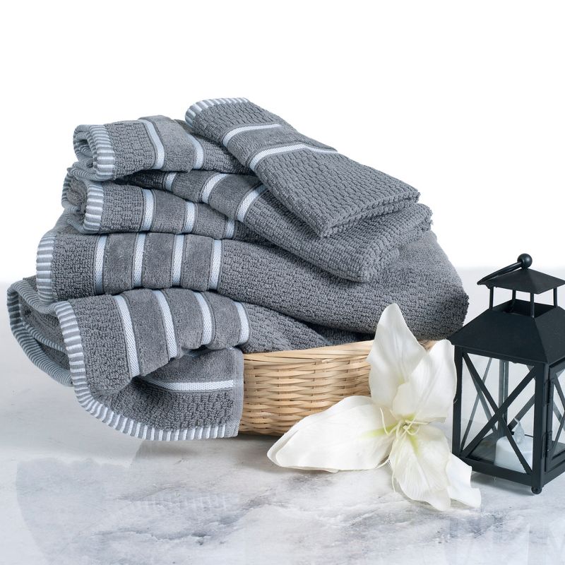 7pc Chevron Bath Towels and Mat Set Silver - Yorkshire Home
