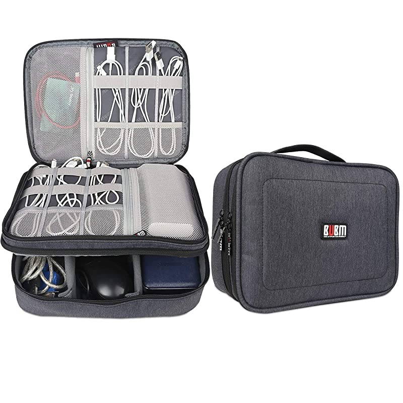 Electronic Organizer Double Layer Travel Accessories Storage Bag for Cord Adapter Battery Camera and Morea Sleeve Pouch for iPad or up to 97 TabletLarge Black