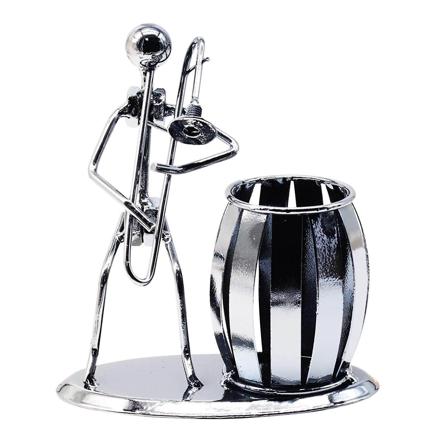 Office Desktop Accessories Metal Pencil Holder Pen Holder Organizer Container Room Decoration (Trombone)