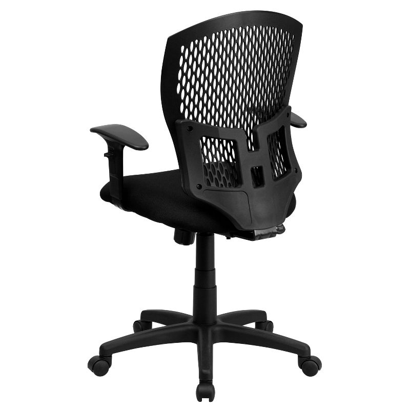 Emma and Oliver Mid-Back Designer Back Swivel Task Office Chair with Fabric Seat & Arms