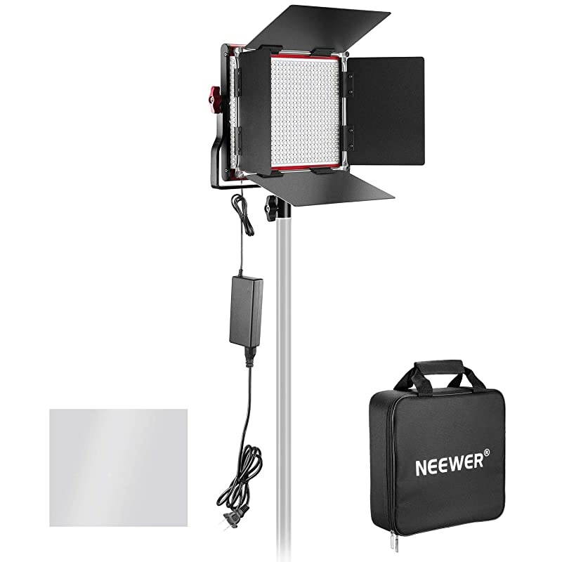 LED Video Light BiColor Dimmable 660 Beads Durable Metal Frame with U Bracket and Barndoor 32005600K CRI 96+ for Studio YouTube Product Portrait Photography Video Shooting Red