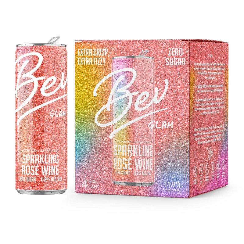 Bev Glam Rosé Wine - 4pk/250ml Cans