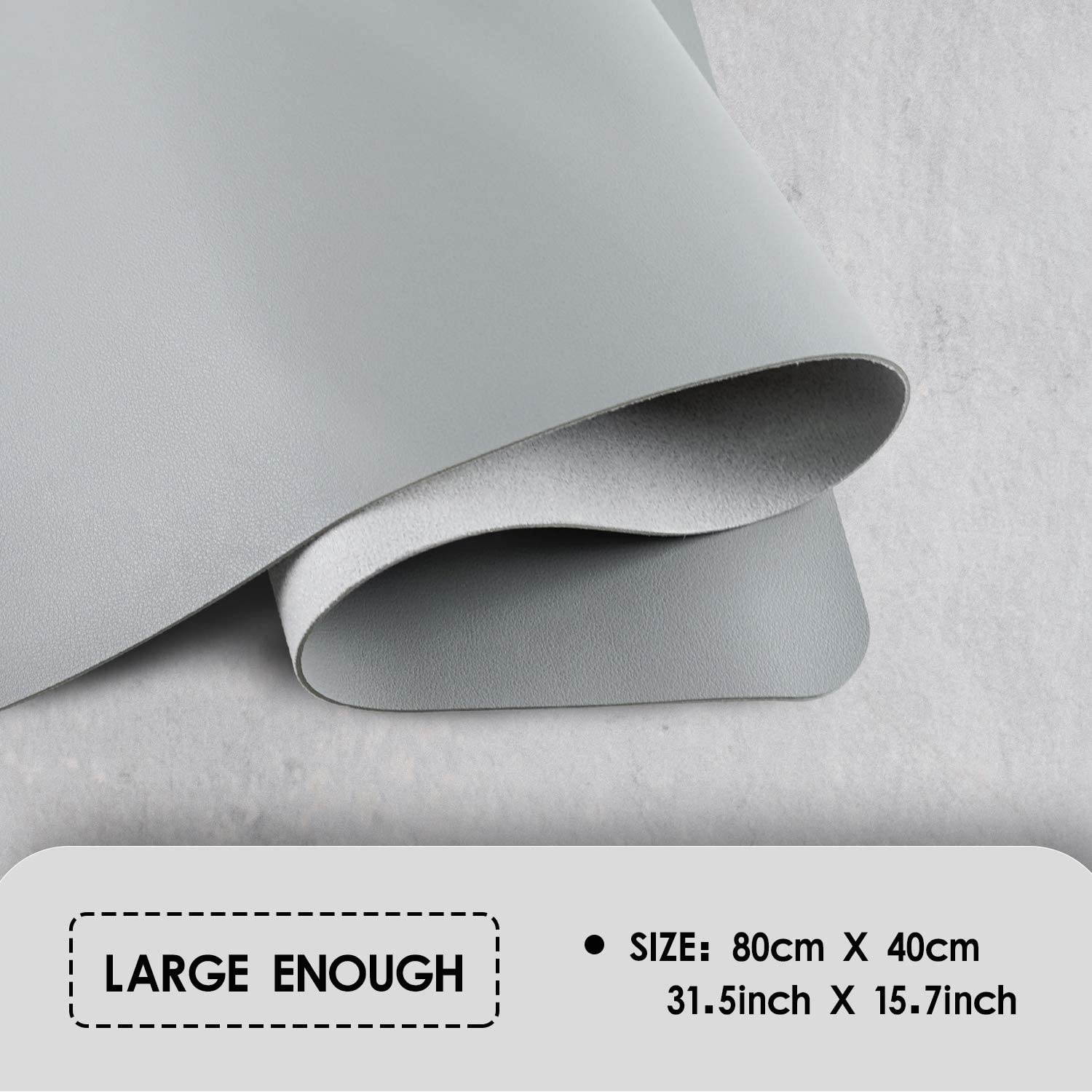 Office Desk Pad PU Leather Mat Waterprooof Extended Large Gaming Mouse Pad Organizer Smooth Writing Surface with Non Slip Rubber Base for Laptop Keyboard Mouse Pad for Home (Gray)