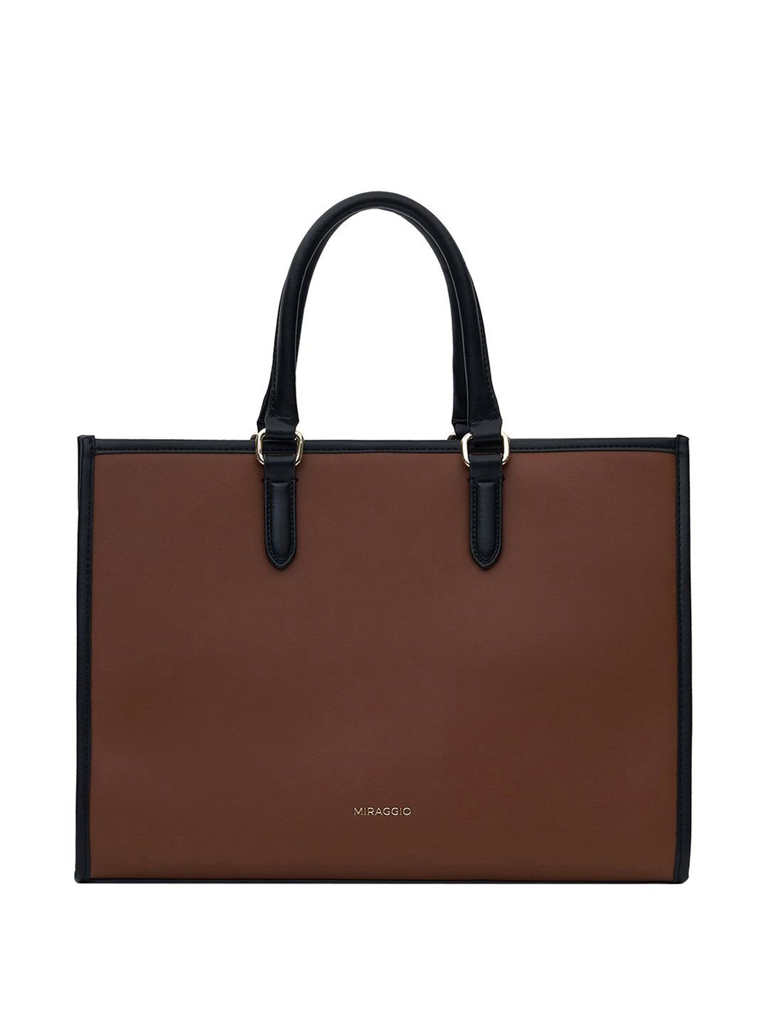 Miraggio Brown Solid Large Tote Handbag