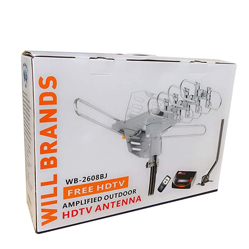 Miles Range Amplified Digital Outdoor TV Antenna with Mount Pole 4K1080p High Reception 40feet RG6 Coaxial Cable360 Degree Rotation Wireless Remote Snap On Installation2 TVs Function