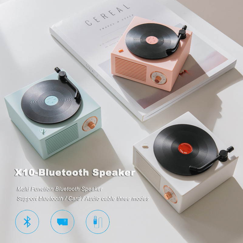Bluetooth Speaker Mini Music Player Subwoofer Nostalgic Retro Record Wireless Player