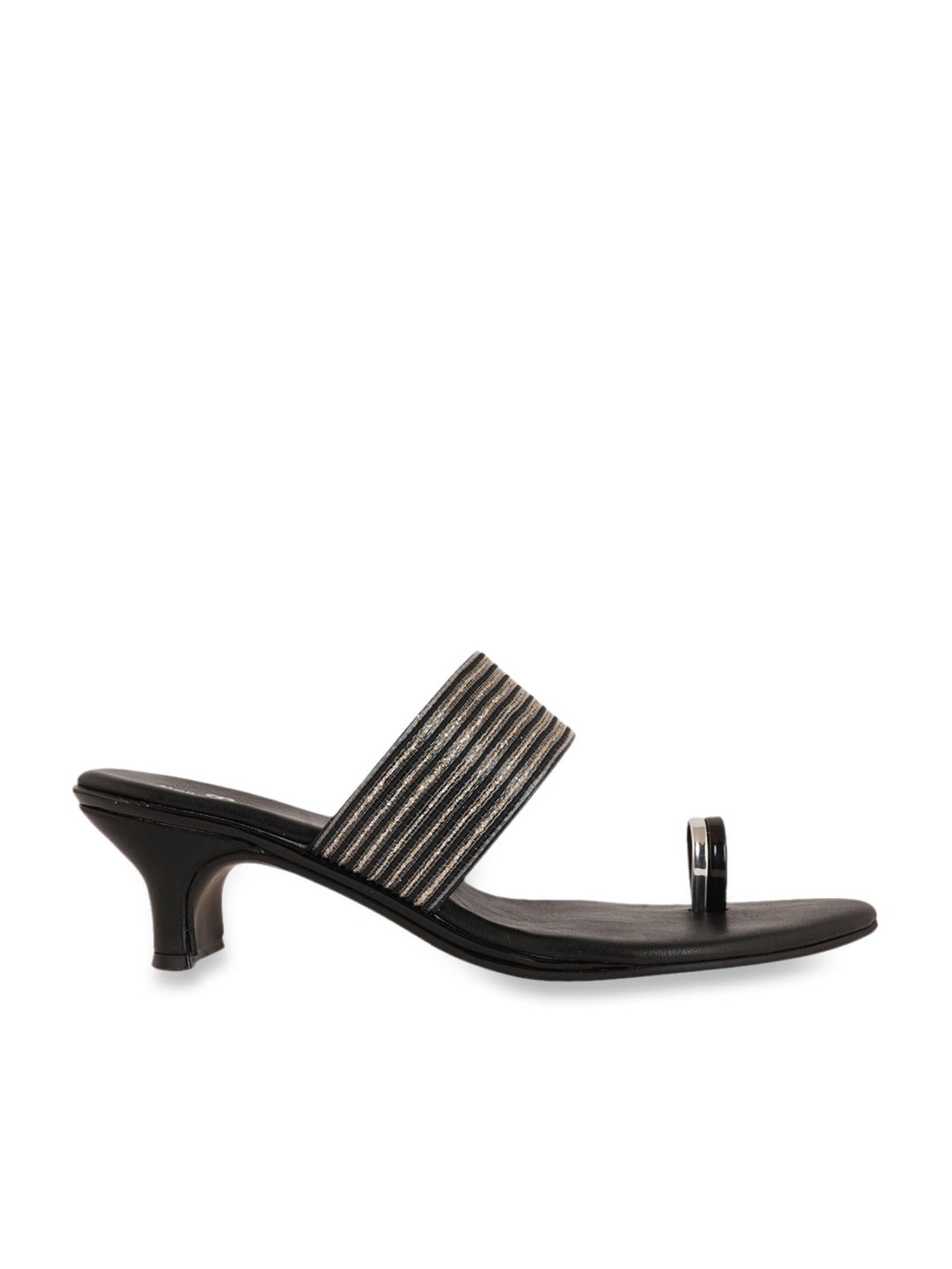 Pelle Albero Women's Black Toe Ring Sandals