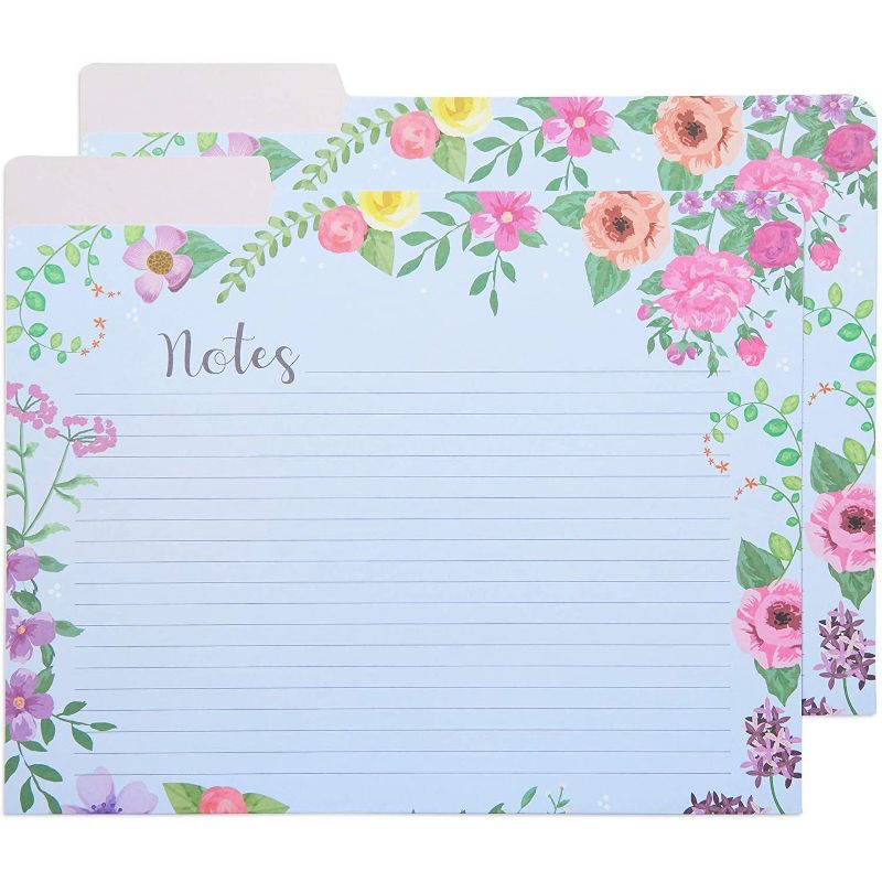 Paper Junkie 12-Pack Floral File Cabinet Folders with 1/3 Cut Tab A4 Letter Size Document 11.5 x 9 in, 6 Design