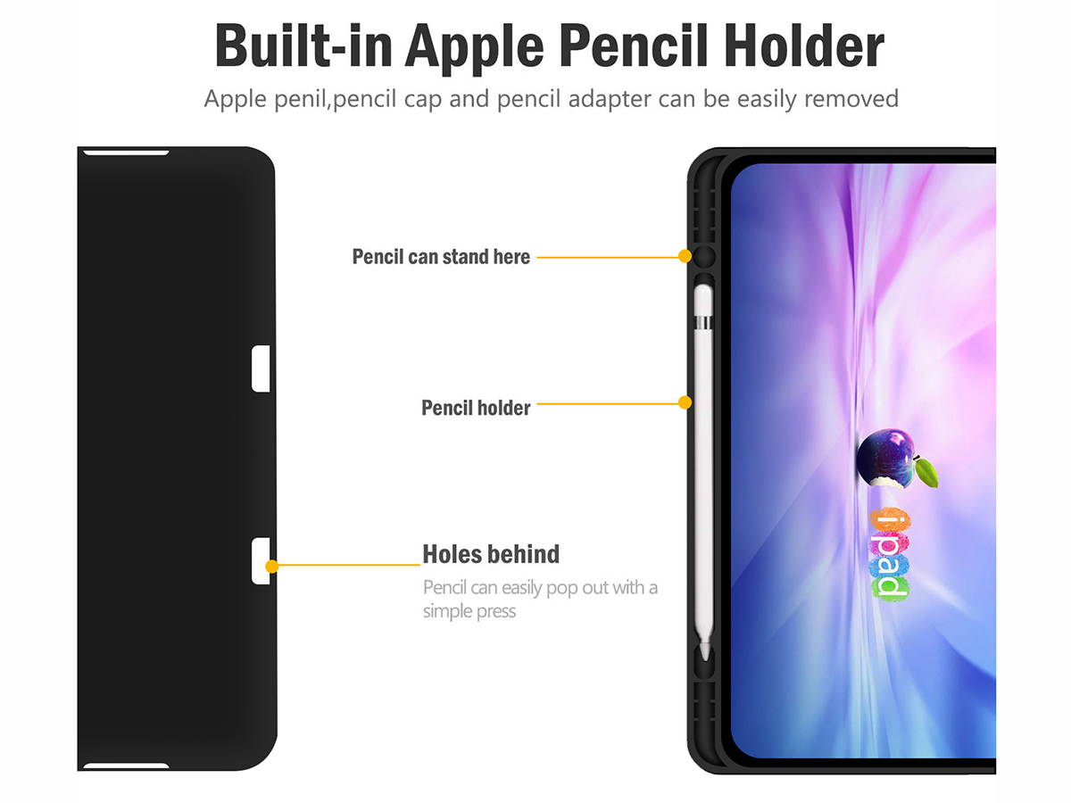 Leather Case for iPad Pro 11 2020&2018 2nd Generation Cover with Built-in Apple Pencil Holder Auto Sleep/Wake Function PU Leather Smart Cover
