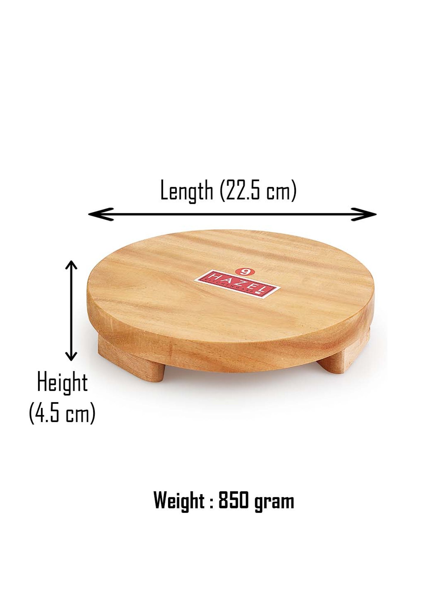 HAZEL Yellow Sagwan 22.5 cm Rolling Board - Set of 1
