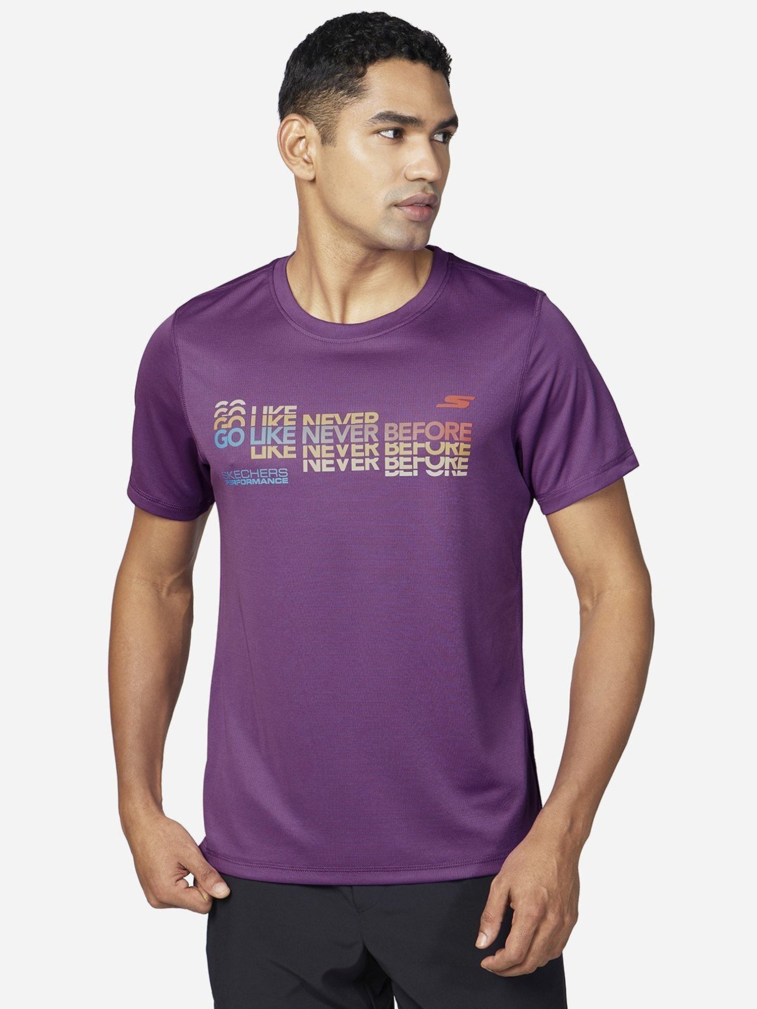 Skechers Purple Regular Fit Printed T-Shirt