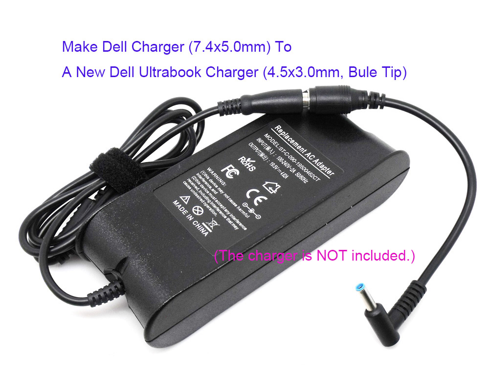 Laptop Adapter Tip Connector Converter for 7.4x5.0mm HP Stream Spectre Pavilion Envy Elitebook Split Chromebook/Dell Latitude Inspiron XPS Precision to 4.5x3.0mm Asus, Toshiba, Lenovo Ideapad