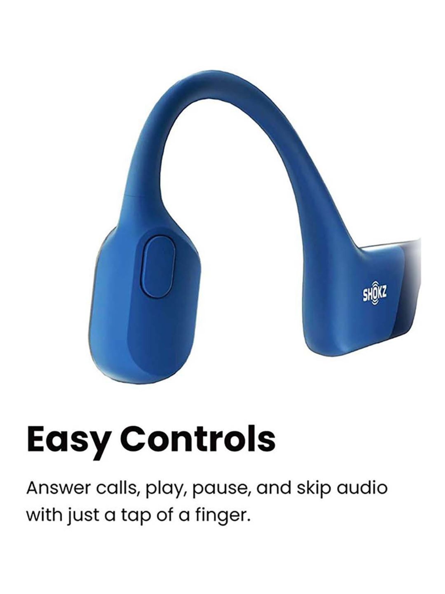 Shokz OpenRun Open-Ear Bluetooth Bone Conduction Sport Headphones (Blue)