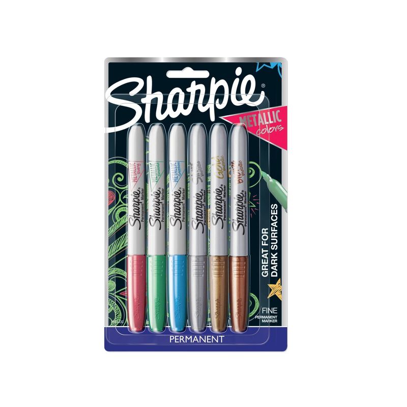 Sharpie 6pk Permanent Marker Metallic Fine Tip Multicolor