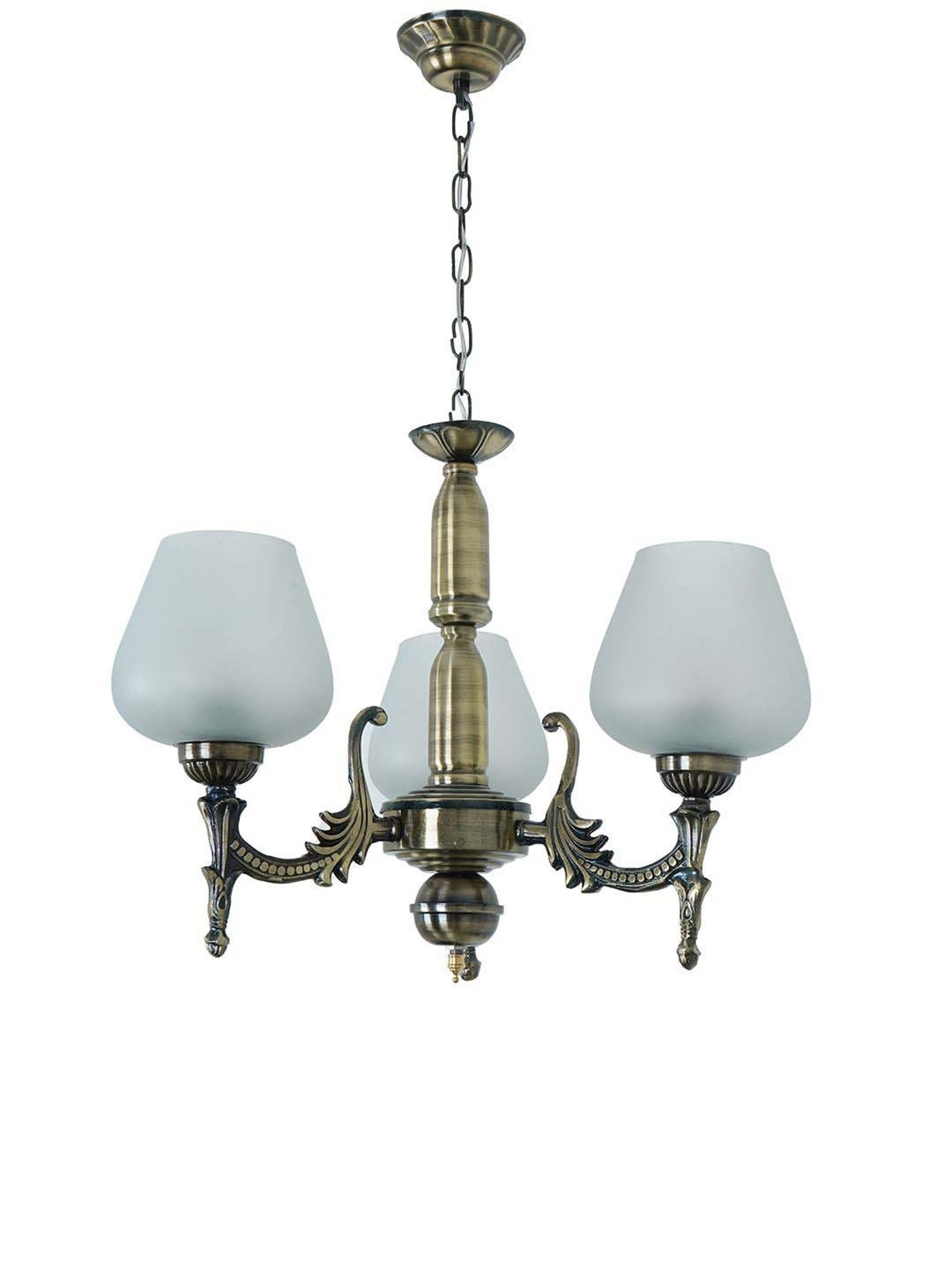 Fos Lighting Gold Mild Steel Antique Wide 3-Light Mini Ceiling Chandelier Hanging Light